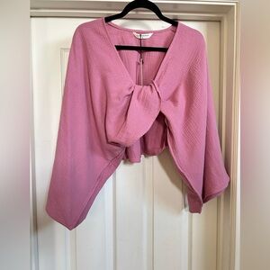 Commense billowy sleeve cropped top, mauve color, BWT, size Medium